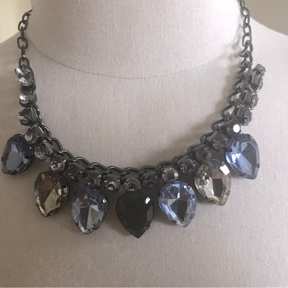 J. Crew Black and Blue Heart Charm Necklace